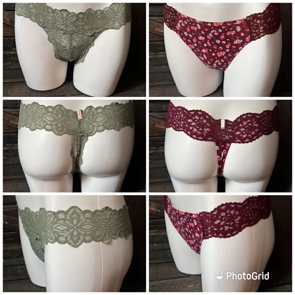Pink Victorias Secret Extra low rise thong 2 bundle lot  Large